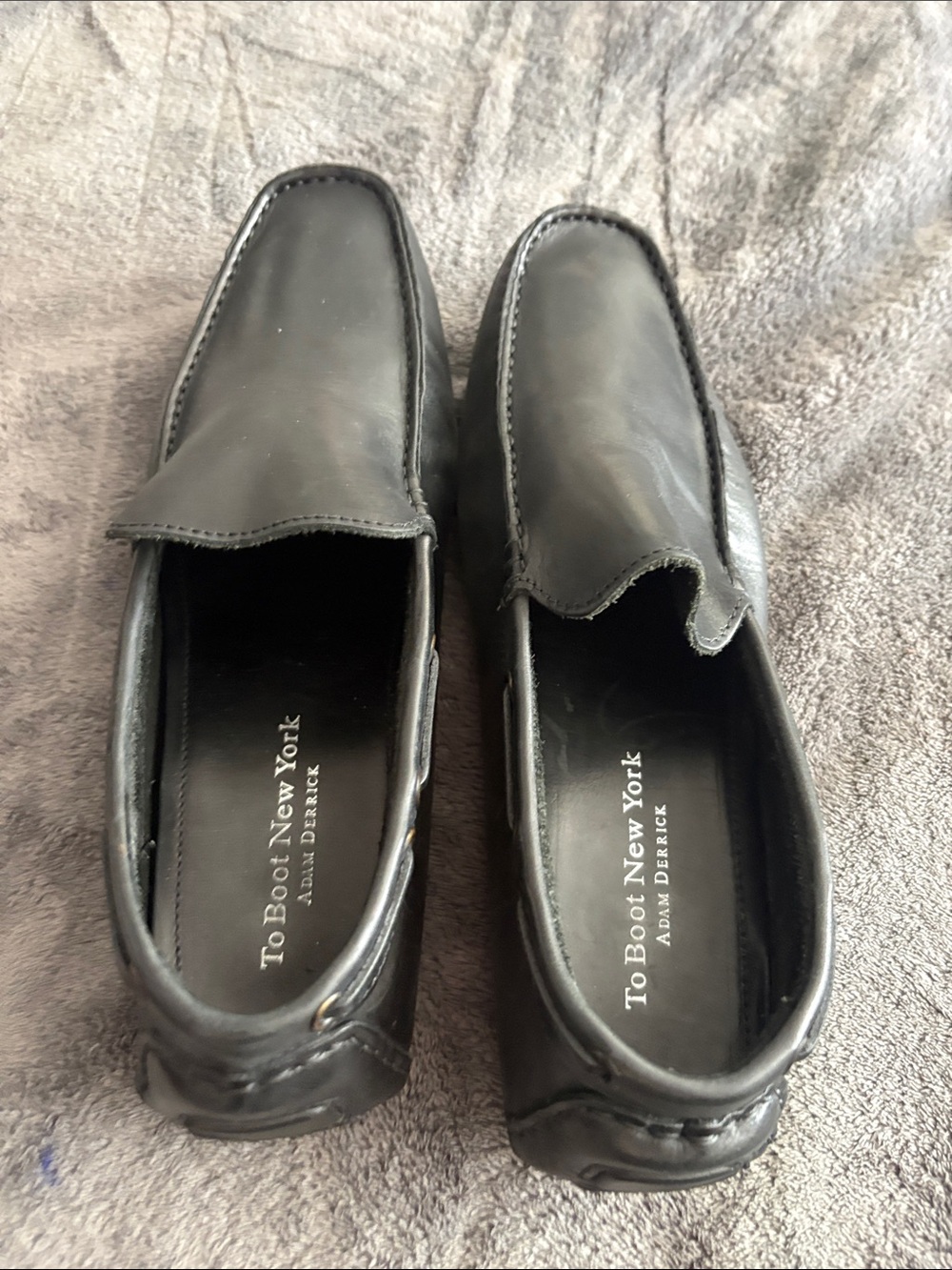 To Boot New York Black Leather Slip-On Loafers